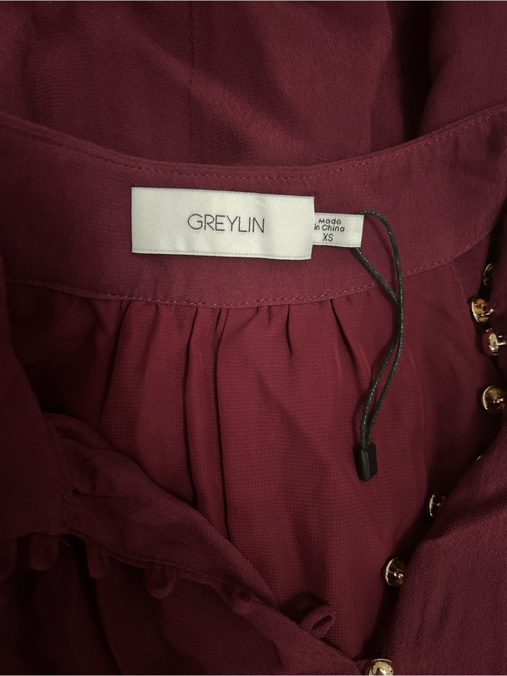 Greylin Sleeveless Button Up Halter Maxi Dress in Burgundy - Picture 7 of 10